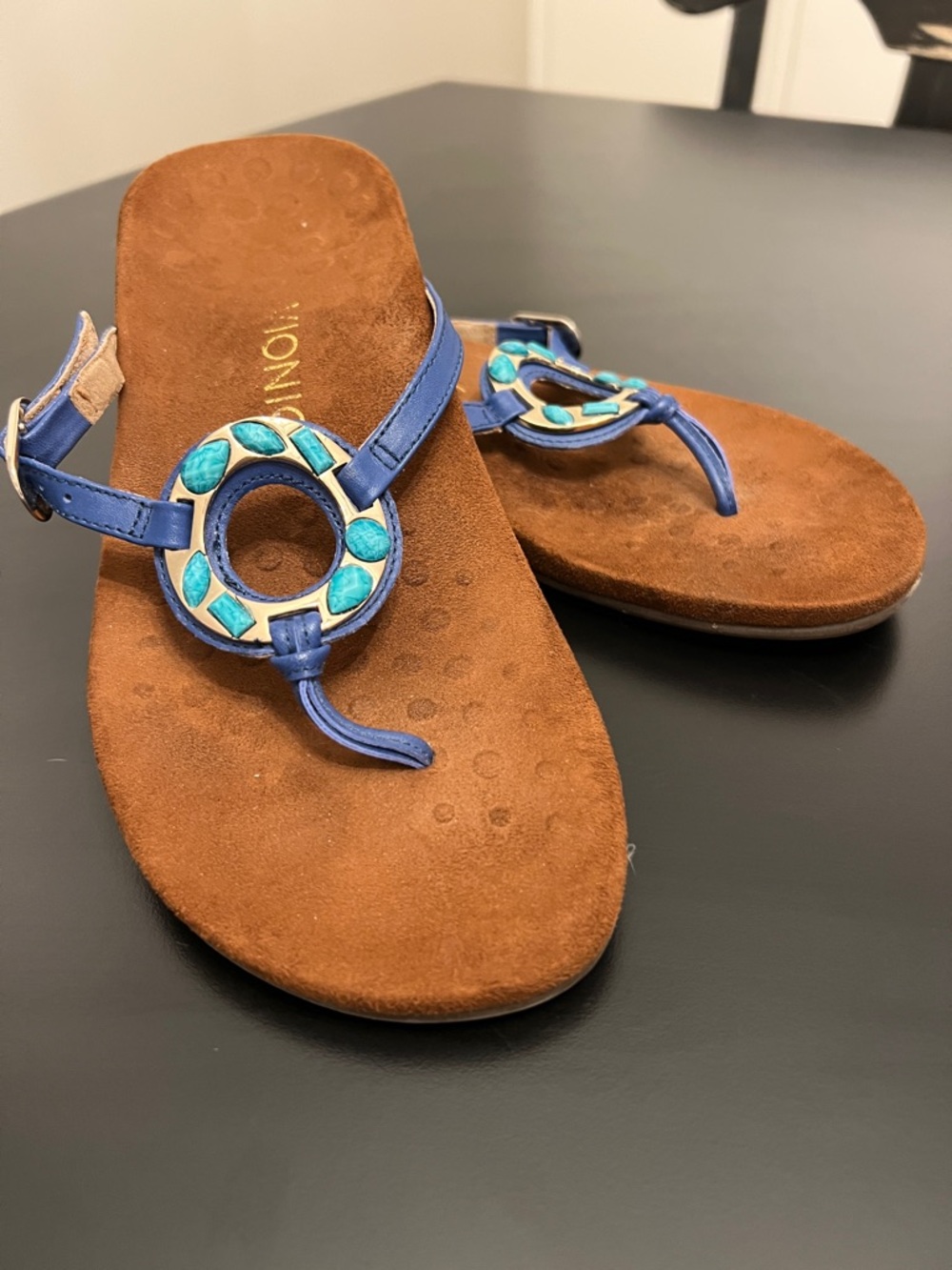 Vionic Ricci Turqoise Jeweled Thong Sandal Flip Flops 8